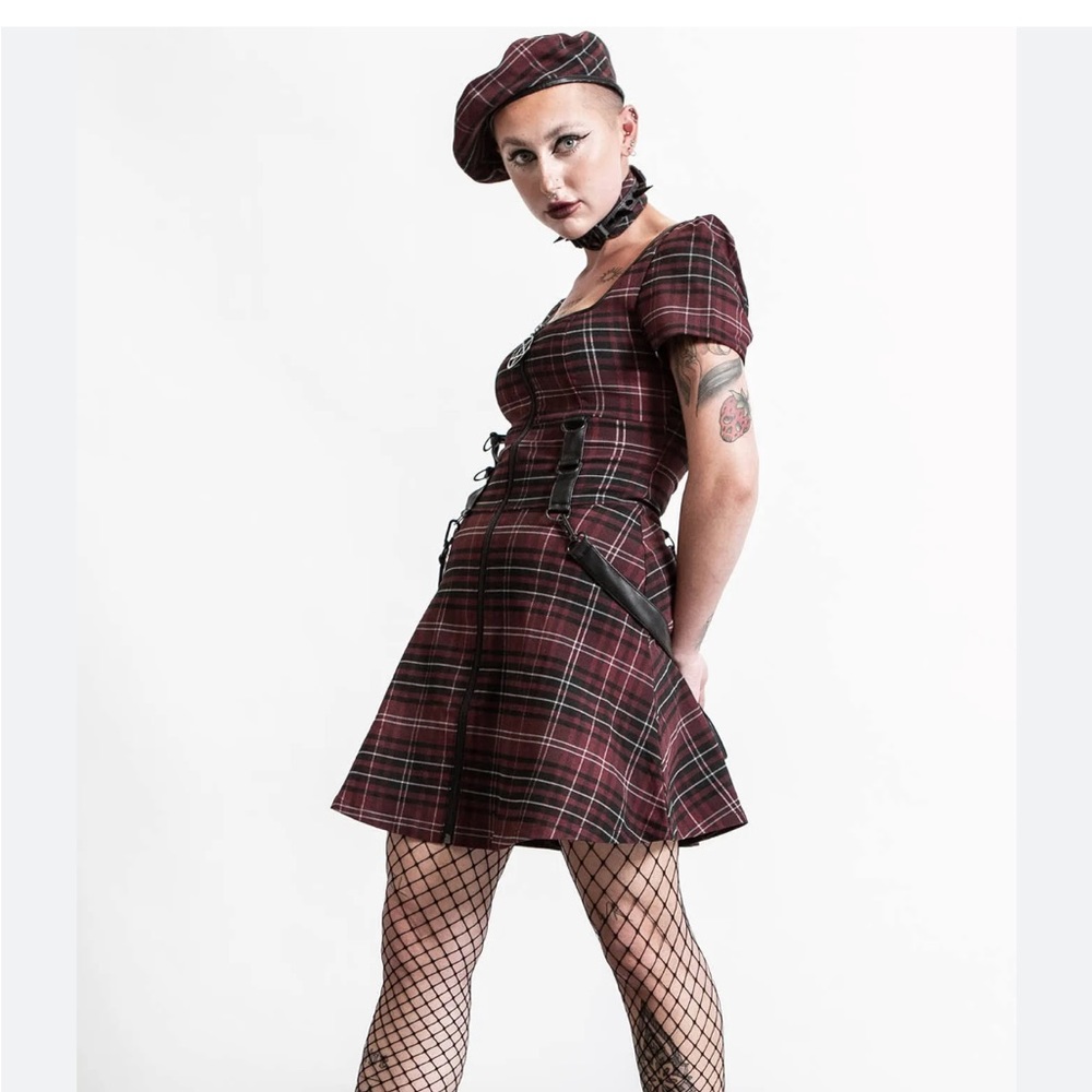 Grave Rebellion Dress, Blood Tartan